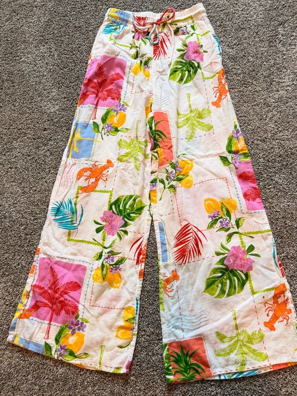 NWOT - Tropical Print Button-Front Matching Pants Set - Picture 2 of 4